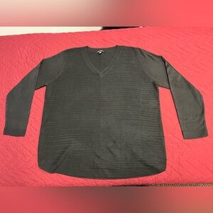 Hilary Radley Dark Gray V-Neck Sweater